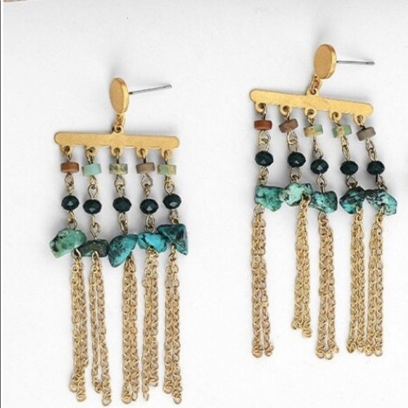 Fall Dangle Turquoise Jasper Earrings - Picture 1 of 6